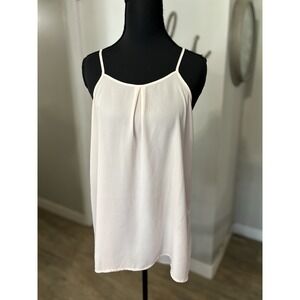 Banana Republic Pleated Baby Pink High Low Cami Camisole Workwear Size Small